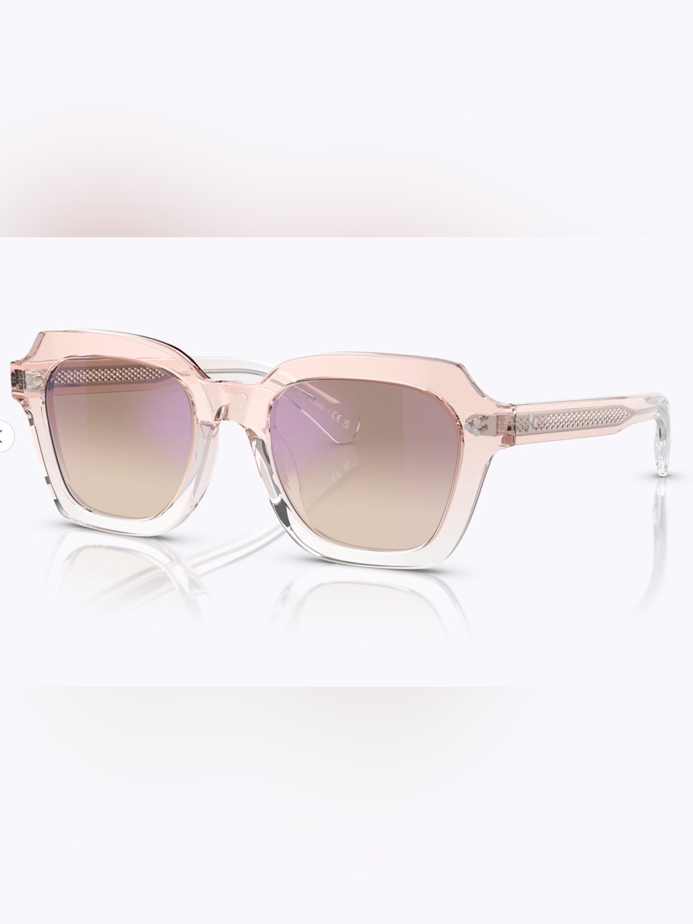 Oliver Peoples - Kienna Transparent Blush Square Sunglasses with Gradient Lenses